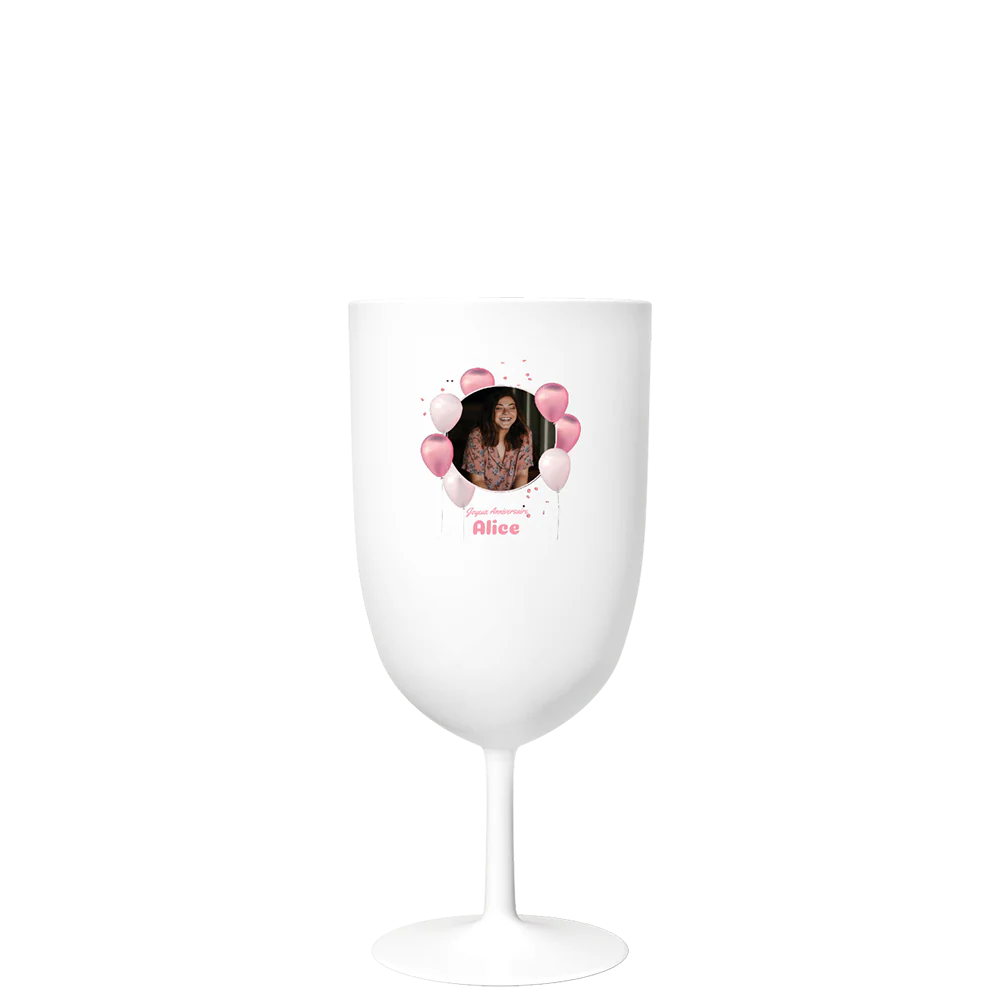 Verre à vin personnalisé en plastique blanc - Image 3