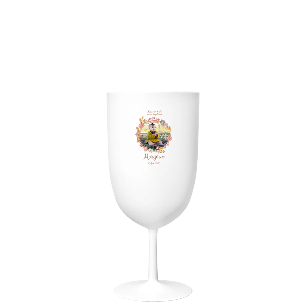 Verre à vin personnalisé en plastique blanc - Image 4